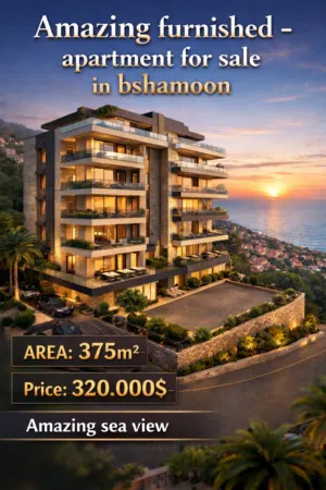 شقة 375م2 فخمة مفروشة بالكامل كاشفة البحر للبيع في بشامون - شقق للبيع