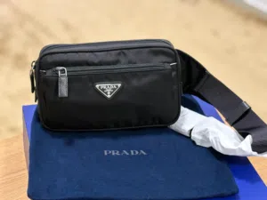 Prada Logo Plaque Belt Black Crossbody bag