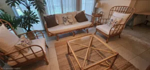 Handmade Natural Rattan Living Room Set – Excellent Condition