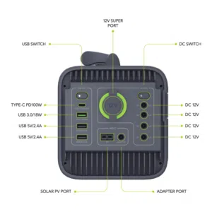 Goui Beast 600W بور بانك كهربائي قابل للشحن عبر الألواح الشمسية
