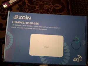 للبيع راوتر زين Huawei B530-936 (4G+) بحالة جيدة ويعمل بكفاءة. يدعم سرعة 4G+ حتى 300Mbps. Wi-Fi AC1