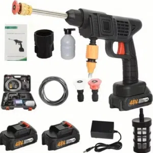 عايز تغسل عربيتك وتنظف الحوش بسرعة وسهولة  مضخة غسيل مسدس – قوة × سرعة × نظافة  شحن + 2 بطار