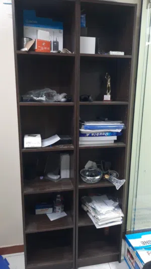 2 Large Wooden storage shelves