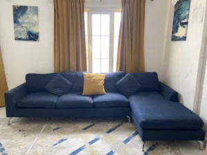 High-Quality L-Shaped Linen Sofa – Excellent Condition