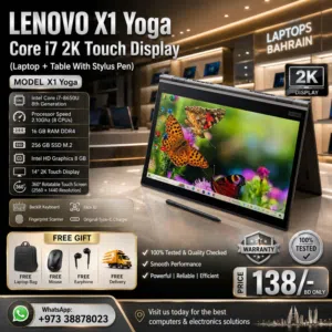 Lenovo Core i7 2K Display 2in1 Touch Laptop+Tablet With Stylus Pen 16GB RAM FREE GIFTS