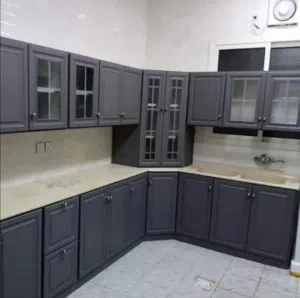 مطابخ جديده تفصيل وجاهز حسب الطلب صاج المنيوم الماني3 ميلي جاهز  مقاس 5 متر و 60 سم رخام طبيعي