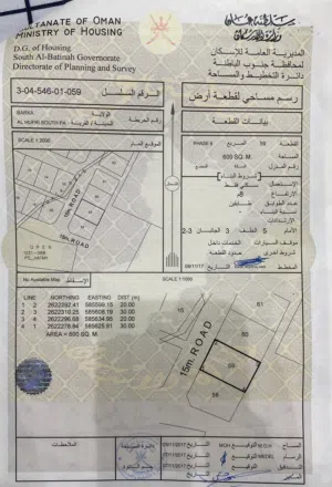 للبيع أرض سكنية في بركاء – الحفري جنوب