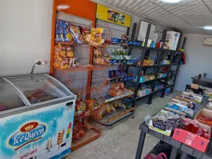 رفوف بلاستيك وثلاجه ببسي و ستاند شيبس