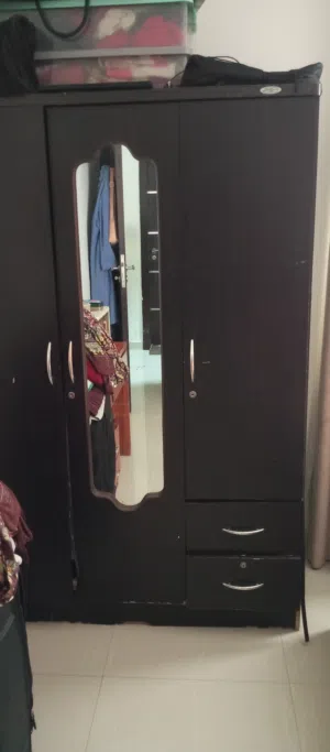 Black cupboard good condition used Hanging with shelves spacious