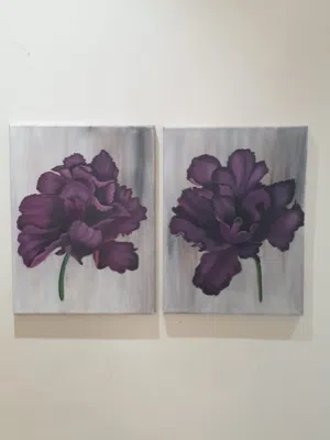 Purple Rose painting 30cm x 40cm 3X  original  SanoyaArtz