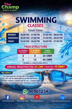femail swimming trainer the location is in mgm alkhuwair