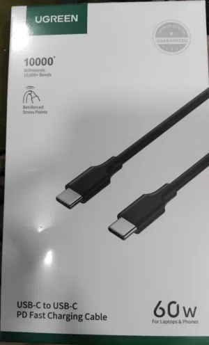 كيبل سلك شاحن سريع جدا اصلي - UGREEN TYPE C TO TYPE C 60W SUPER FAST CHARGE CABLE