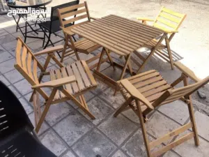طاولة مع 4 كراسي تكاية  خشب زان ظم شغل تقيل فخم
