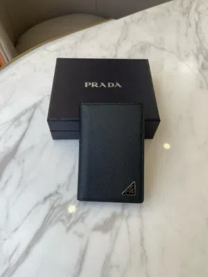 Prada Triangle logo Bi fold card holder wallet