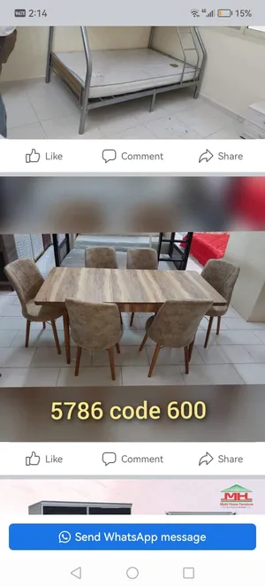 brand new wooden dinning table with 6 chairs available