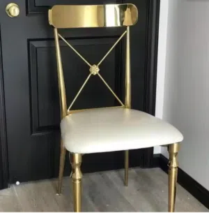 Luxury in Every Detail   Gold Cross-Back Dining Chair