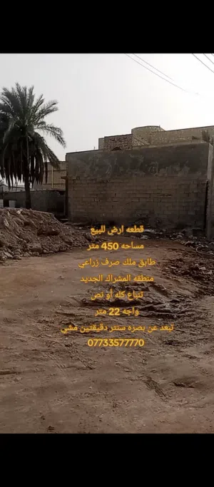 قطعه ارض للبيع  منطقه المشراك الجديد قرب بصره سنتر
