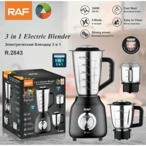 خلاط  raf  3 في 1  ( خلاط + مطحنة + مفرمة ) ستانليس ستيل كفالة سنه
