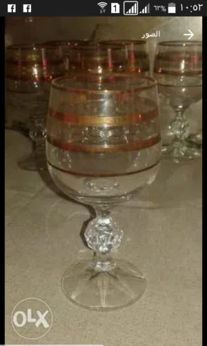 طقم سفره أمريكى وكاسات ودورق كريستال