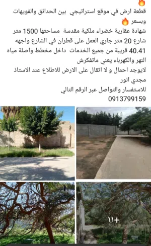 ارض للبيع 1500 متر