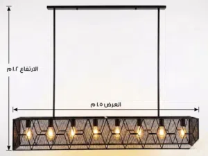 ثرية إضاءة معلقة معدنية اسود Rectangle Island Lighting Metal Retro Industrial Style Pendant Lighting