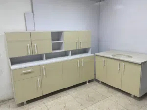 كاونتر خشب MDF ارضي وملحق قياس مترين وسنك متر و20 مرمر