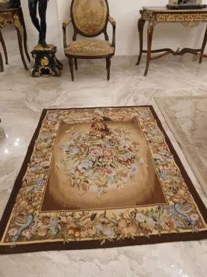 تابلوه أوبيسون صوف في حرير ورد فازة 115 ×145