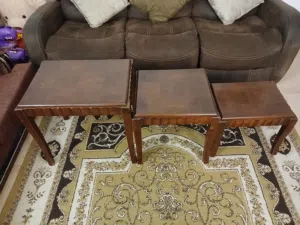 set of three antique  dark wood nesting tables 17 BD excellent condition  Pickup juffair