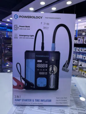 POWEROLOGY 3 IN 1 JUMP STARTER & TIRE INFLATOR BLACK/BLUE PPBCHA96BKBU