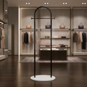 علاقة ملابس عصرية من المعدن الأسود مع قاعدة رخامية فاخرة - 1014-BLACK