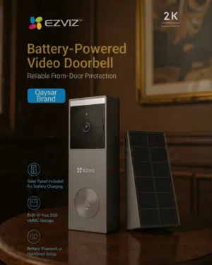 جرس الباب الذكي من ماركة EZVIZ cp3 pro المزودة بخلية للطاقة الشمسية ليستمر الشحن إلى مدى الحياة بدقة