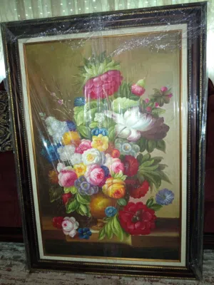 لوحة رسم سكين زيتي يدوي على قماش كانفاس جديدة الطول 109 والعرض 77سبب البيع عدم مناسبتها للغرفة سعر ا