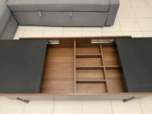 Coffee table with storage and 2 metal tray tables