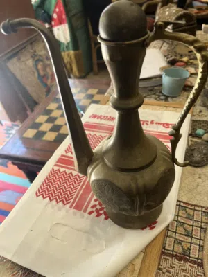 إبريق غسيل عتيق مغربي نحاس مرسم يدوي