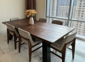 Contemporary Walnut-Finish 6-Seat Dining Set