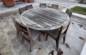 Wooden table and chair
