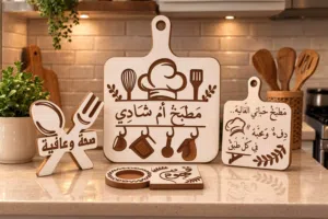 ستاندات وكوسترات مطبخ مخصصة بالأسماء حفر بتقنية CNC