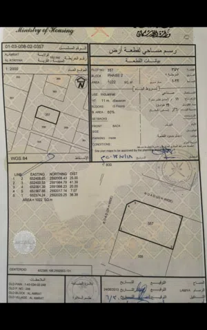 ارض صناعية العامرات العتكية مساحة 1022 متر