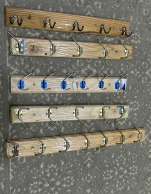 5x Wooden Wall Hook Racks Set (4 Brand New + 1 Lightly Used)