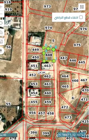 ارض للبيع في بيرين حوض القصبات مساحة 500 متر سكن ج واصلها جميع الخدمات محاطة بالابنية الحديثة