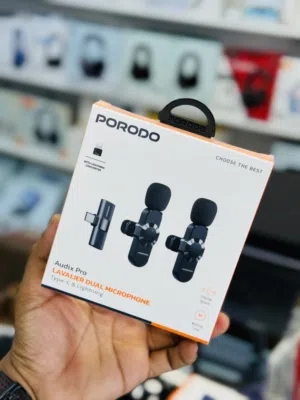 PORODO LAVALIER DUAL MICROPHONE مايك للهاتفTYPE-c and lightning
