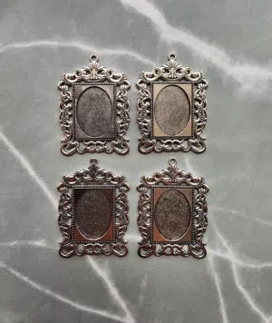Cabochon pendant frame [8 pcs] silver and bronze