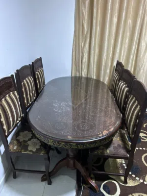 طاولة سفرة خشب زان حفر 6كراسي