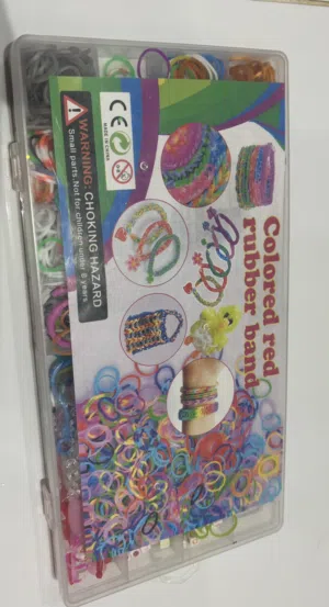 Large colourful rubber band bracelet-making kit with storage case