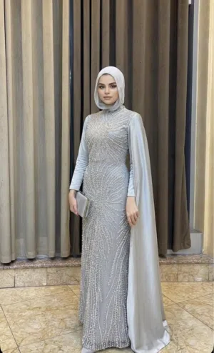 فستان شك خرز فضي