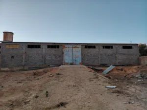 جمالونات هنقر سقف صاج سمك 0'8 عرض 15متر الطول 60متر راكب منهم 40متر باالمداد والباب سحاب وشبابيك