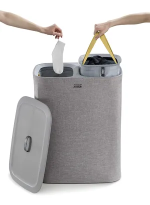 Joseph Tota Laundry Hamper Separation Basket with Lid - Grey 90-Liter