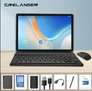 Tablette CRELANDER  avec accessoires et carte sim 10 pouces avec un écran IPS haute définition