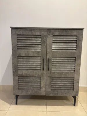 Modern Grey Shoe Rack Cabinet with Doors