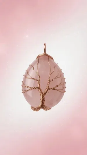 Rose Quartz Tree of Life Pendant